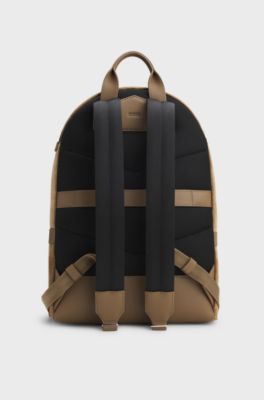 Backpack in monogram-embossed suede, Beige
