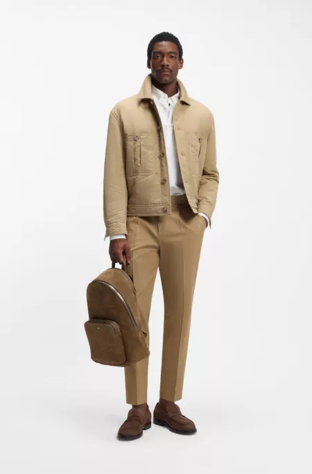 Backpack in monogram-embossed suede