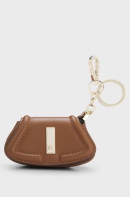 Porte-cl&eacute;s Ariell avec breloque en cuir nappa, Marron
