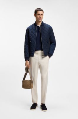 Borsa a tracolla in pelle scamosciata goffrata con monogramma, Beige