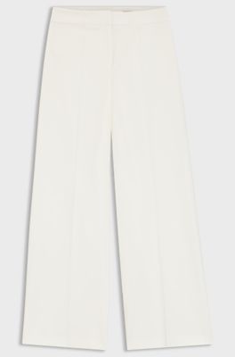 Wide-leg trousers in stretch fabric, Natural