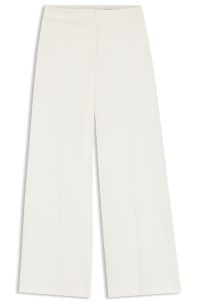 Wide-leg trousers in stretch fabric, White