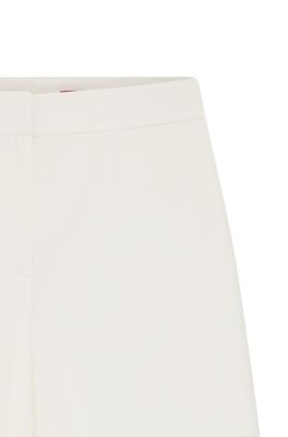 Wide-leg trousers in stretch fabric, White