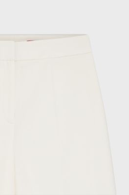 Wide-leg trousers in stretch fabric, Natural