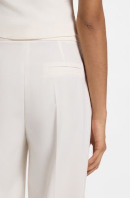 Hose aus Stretch-Gewebe mit weitem Beinverlauf, Wei&szlig;