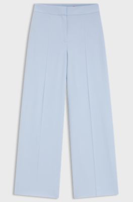 Pantalon large en tissu stretch, bleu clair