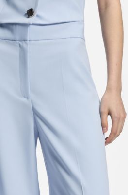 Pantaloni a gamba larga in tessuto elasticizzato, Celeste