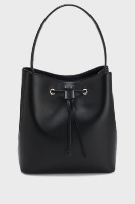 Borsa a secchiello in similpelle, Nero