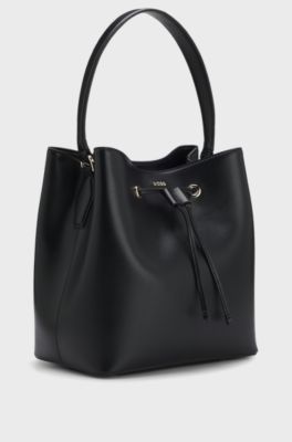 Borsa a secchiello in similpelle, Nero