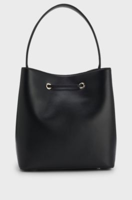 Bucket bag in faux leather, Black