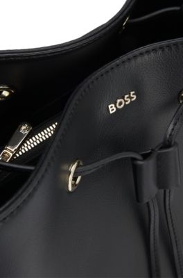 Bucket bag in faux leather, Black