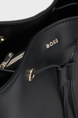 Borsa a secchiello in similpelle, Nero