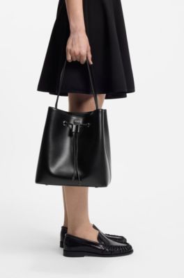 Borsa a secchiello in similpelle, Nero
