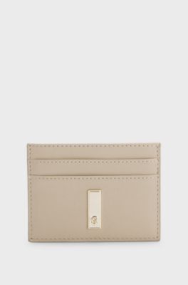 Ariell leather card holder and key ring gift set , Light Beige