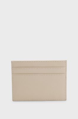 Ariell leather card holder and key ring gift set , Light Beige