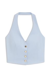 Slim-fit waistcoat with halterneck, Light Blue