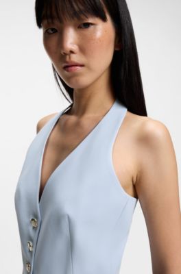 Slim-Fit Weste mit Neckholder, Hellblau