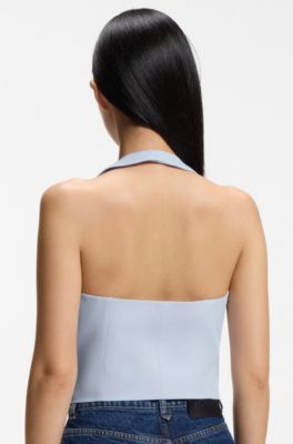 Slim-Fit Weste mit Neckholder, Hellblau