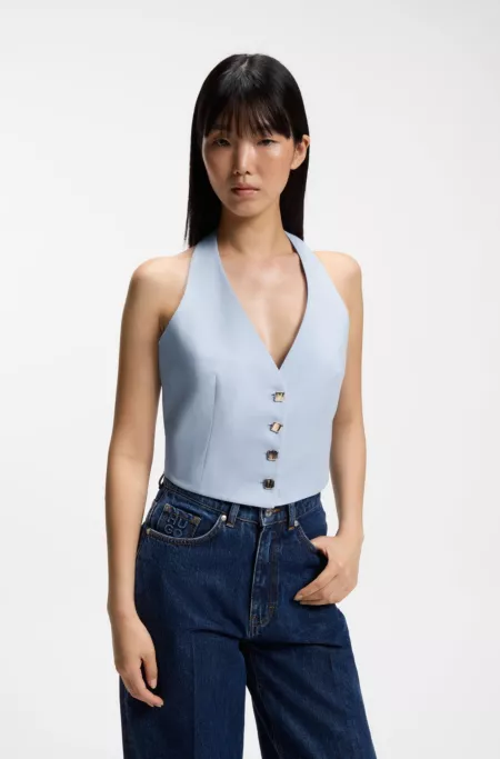 Slim-fit waistcoat with halterneck