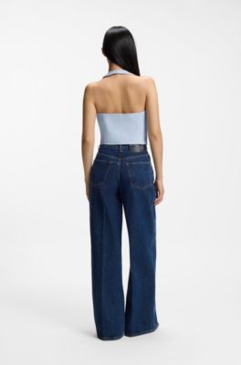 Slim-Fit Weste mit Neckholder, Hellblau