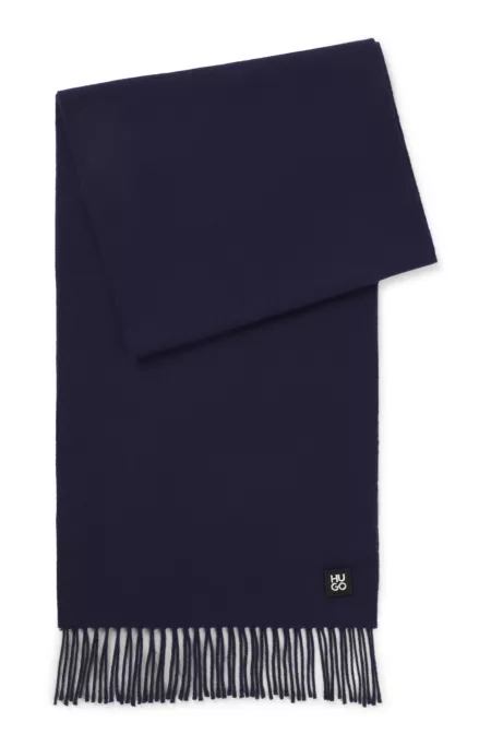 Wool scarf with stacked-logo trim