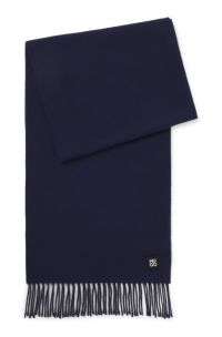 Sjaal van wol met tweedelig logodetail, Donkerblauw