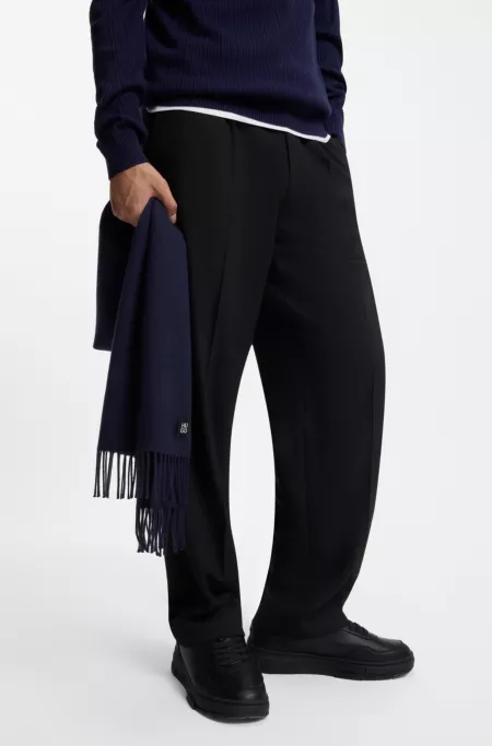 Wool scarf with stacked-logo trim