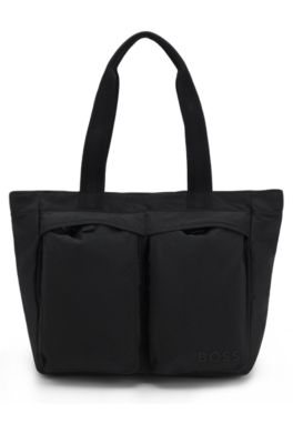 Tote bag with twin front pockets, Black