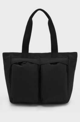Tote bag with twin front pockets, Black