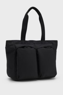 Tote bag with twin front pockets, Black
