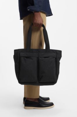 Tote bag with twin front pockets, Black