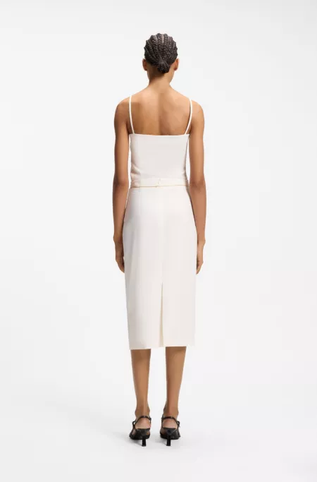 Pencil skirt with gold-tone chain belt