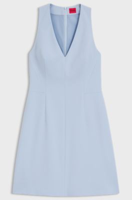 V-neck dress with seaming details, Light Blue