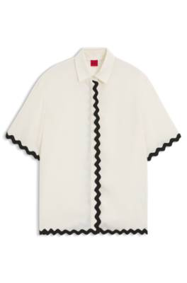Relaxed-fit blouse with contrast zigzag tape 1