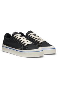 Low-top trainers with blue-line outsole, Black