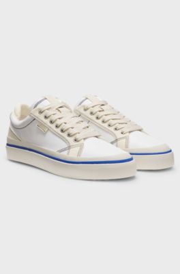 Low-top trainers with blue-line outsole, White