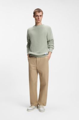 Low-top trainers with blue-line outsole, White