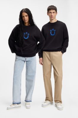 Low-top trainers with blue-line outsole, White