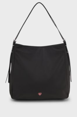 Shoulder bag with stacked logo, Black