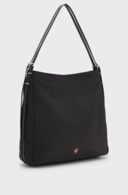 Borsa a spalla con logo scomposto, Nero