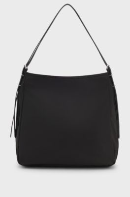 Borsa a spalla con logo scomposto, Nero