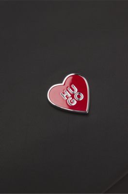 Borsa a spalla con logo scomposto, Nero