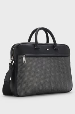 Attach&eacute;taske med monogramprint, Sort
