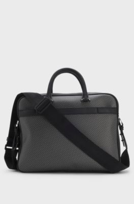 Borsa portadocumenti con stampa del monogramma, Nero