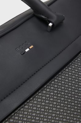 Attach&eacute;taske med monogramprint, Sort