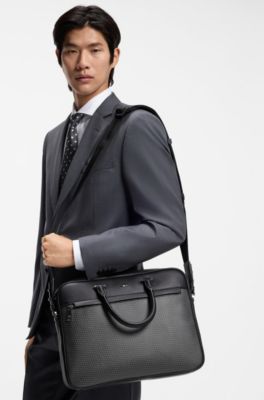 Attach&eacute;taske med monogramprint, Sort