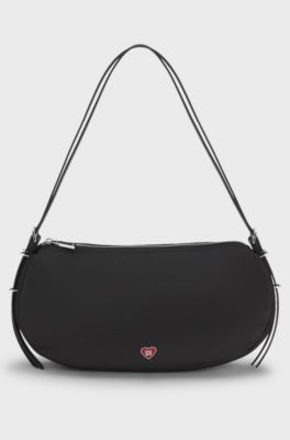 Shoulder bag with stacked logo, Black