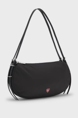 Shoulder bag with stacked logo, Black