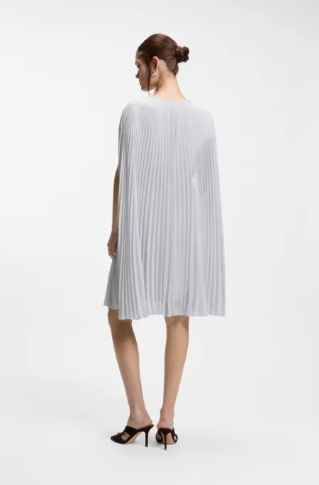 Layered plissé dress with cape