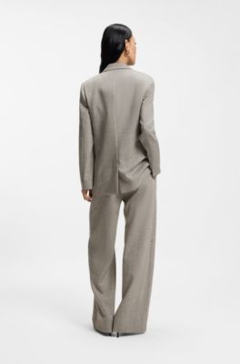 Blazer regular fit in misto lana, Beige a motivi